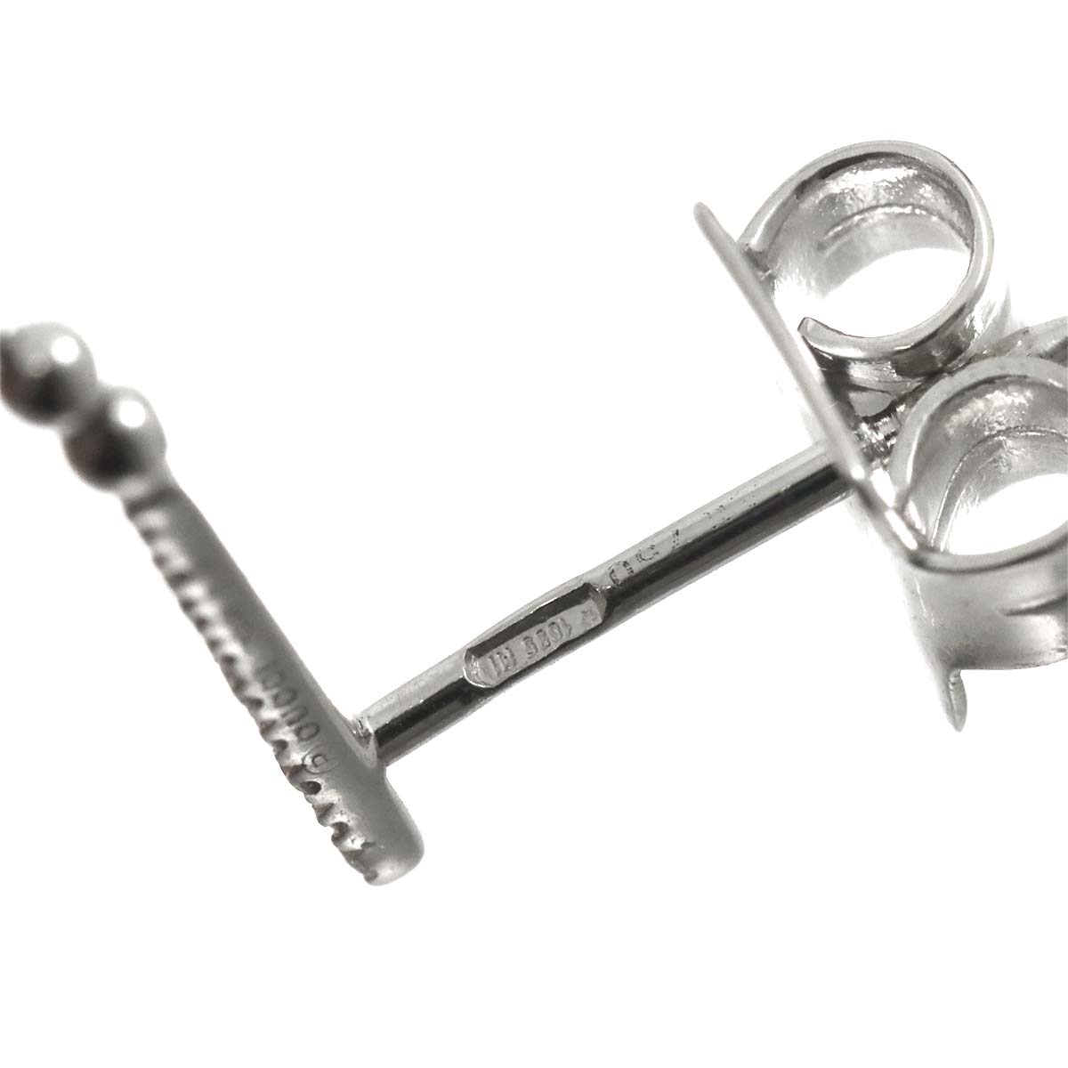 Logo Diamond Earrings Pierced 18K White Gold 750