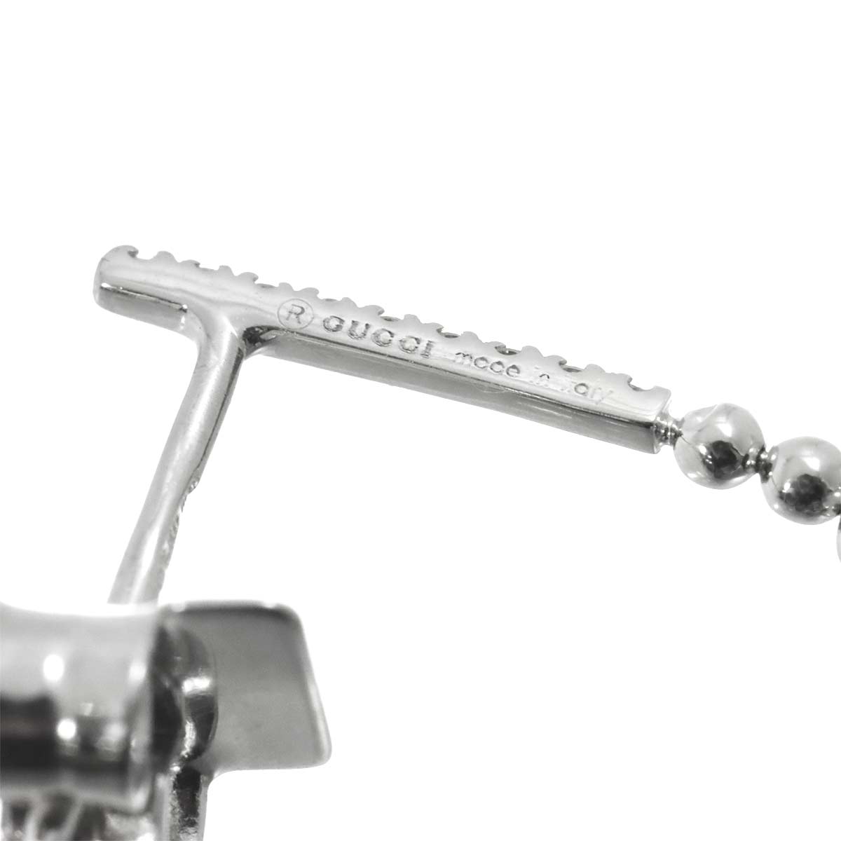 Logo Diamond Earrings Pierced 18K White Gold 750