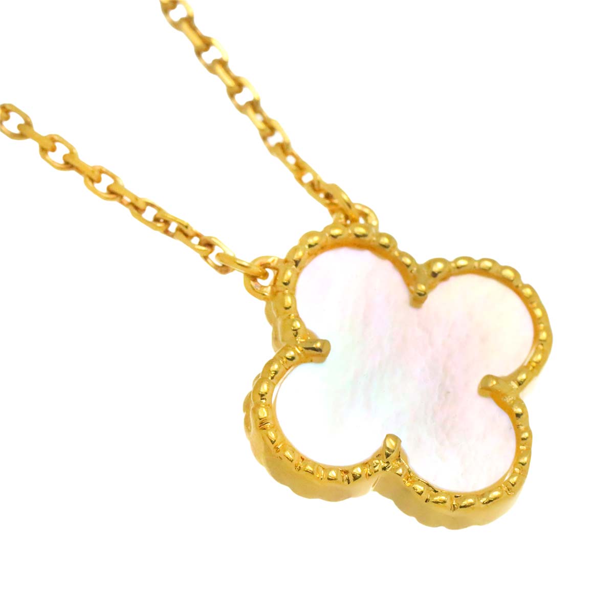 Vintage Alhambra MotherofPearl MOP Necklace 18K YG 750