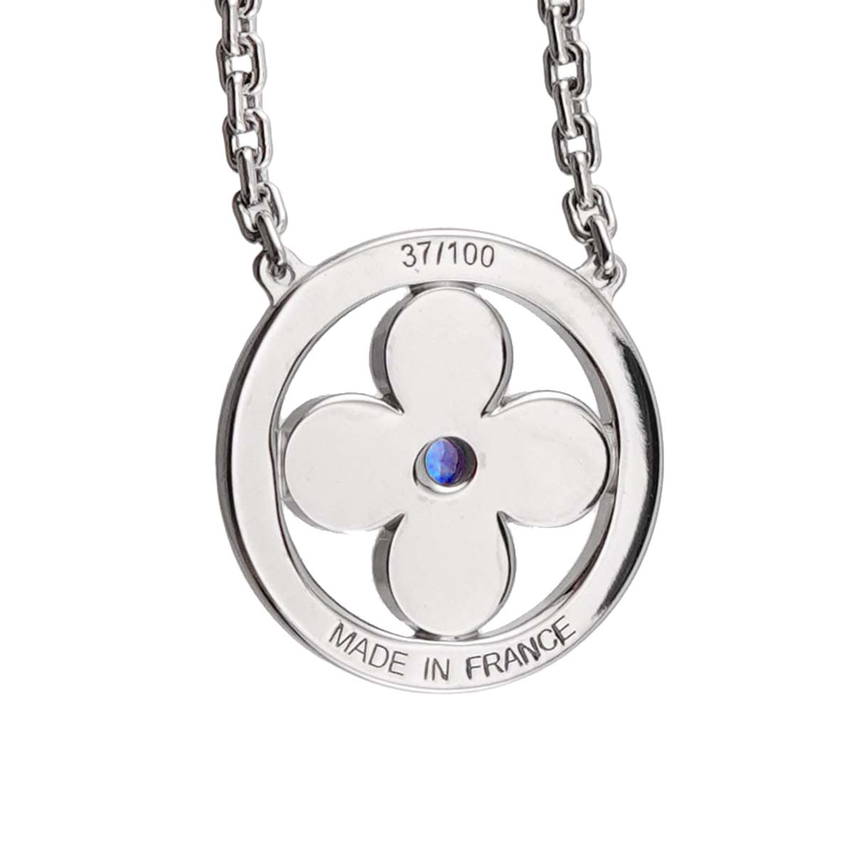 Pendentif Sapphire Diamond Necklace 18K WG 750