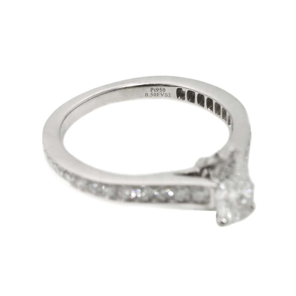 Diamond 0.50ct F/VS2/EX Ring Pt Platinum Size4-4.5(US)