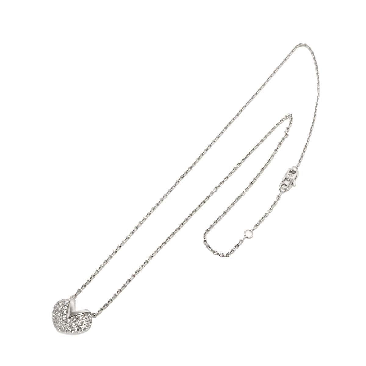 V Heart Diamond Necklace 18K WG 750
