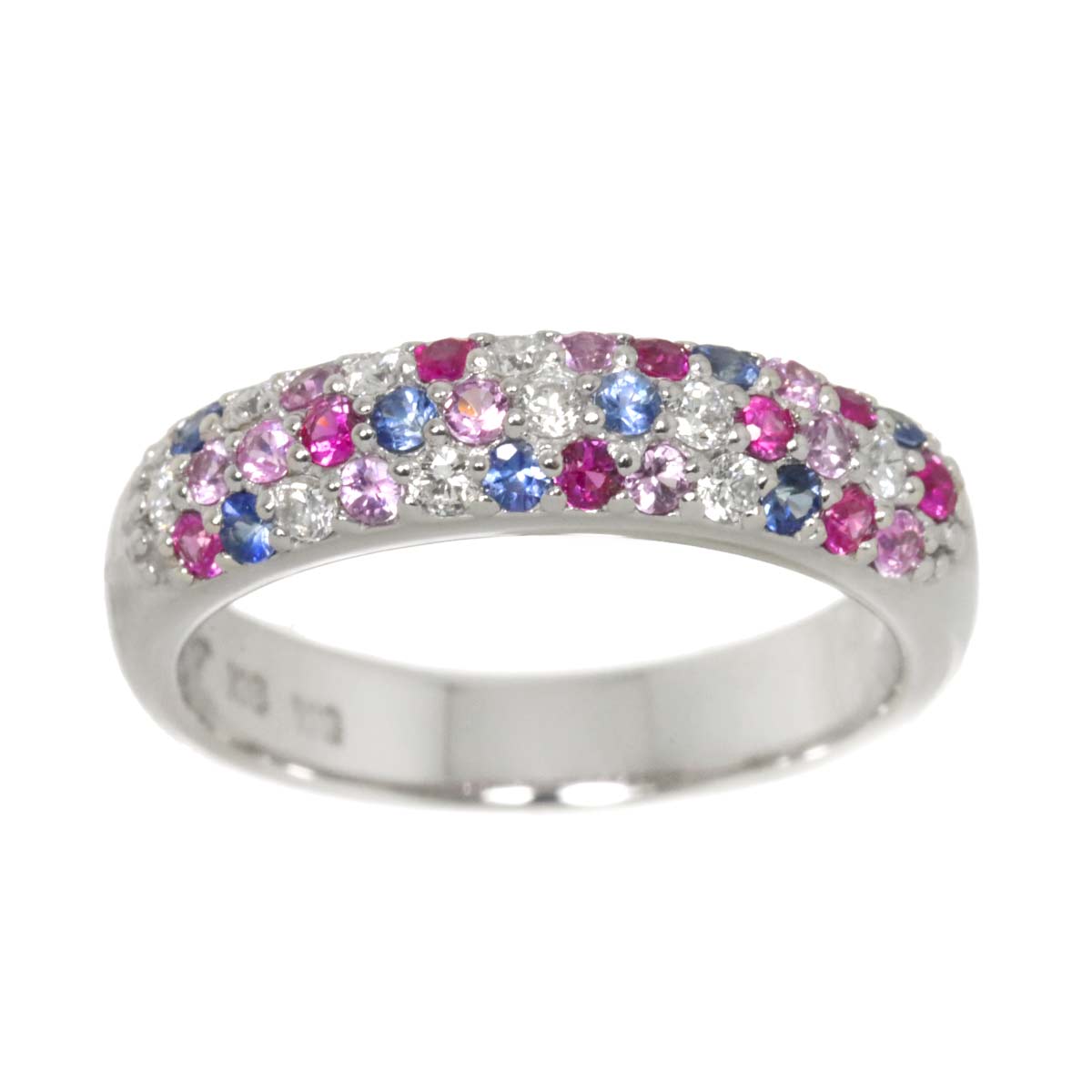 Sapphire 0.35ct Diamond 0.11ct Ring 18K WG Size 3.25(US)
