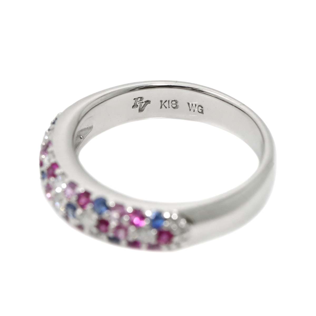 Sapphire 0.35ct Diamond 0.11ct Ring 18K WG Size 3.25(US)