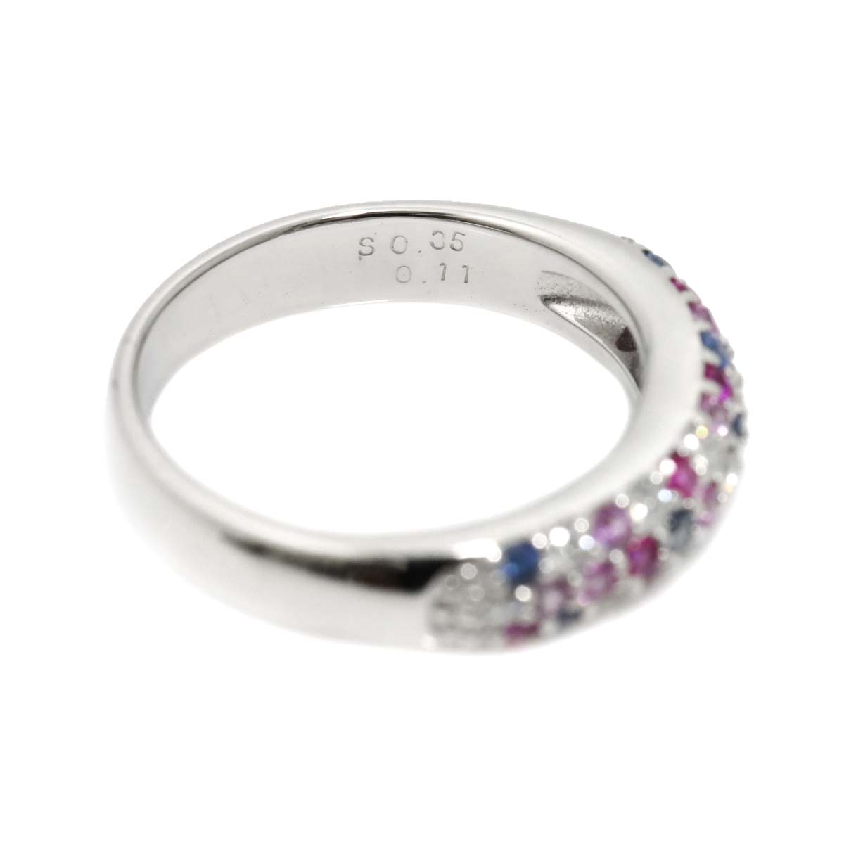 Sapphire 0.35ct Diamond 0.11ct Ring 18K WG Size 3.25(US)