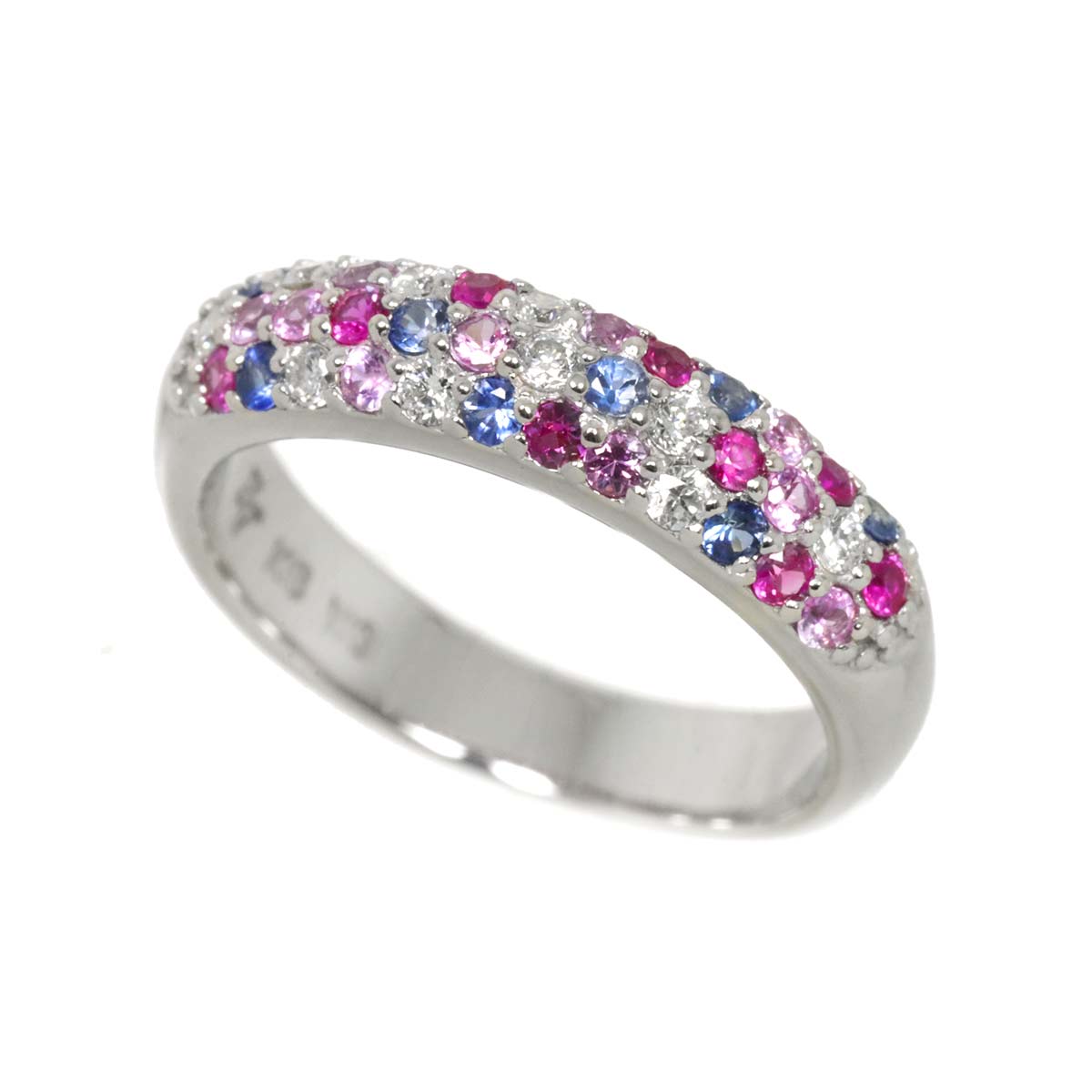 Sapphire 0.35ct Diamond 0.11ct Ring 18K WG Size 3.25(US)