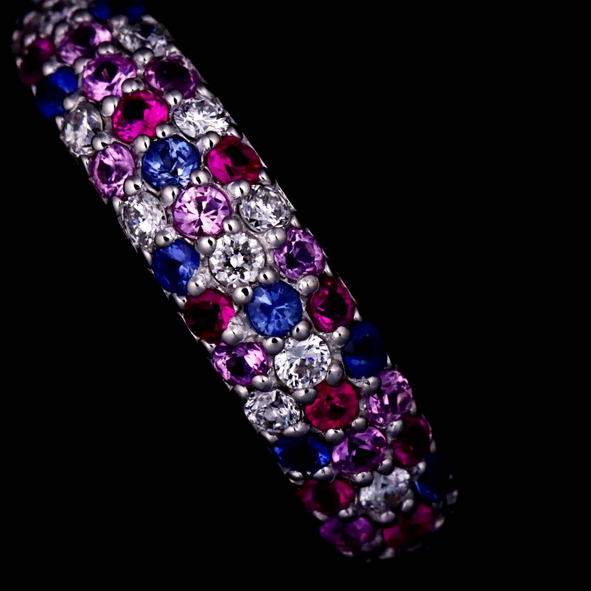 Sapphire 0.35ct Diamond 0.11ct Ring 18K WG Size 3.25(US)