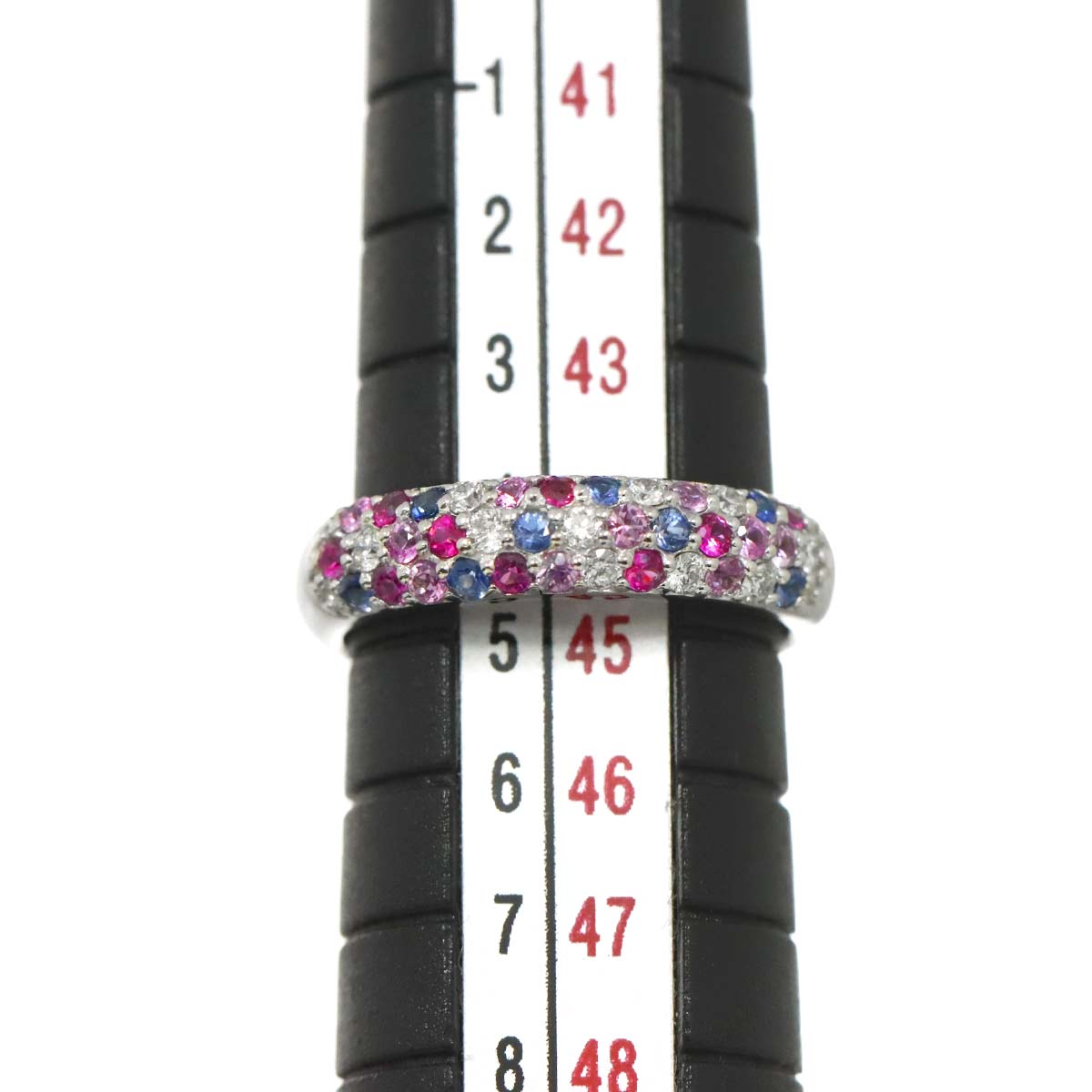 Sapphire 0.35ct Diamond 0.11ct Ring 18K WG Size 3.25(US)
