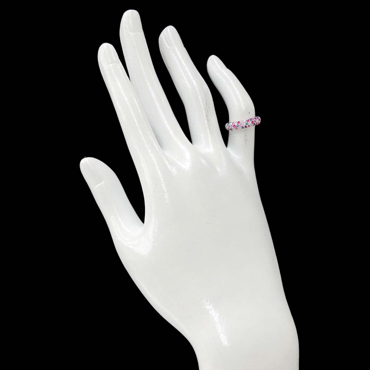 Sapphire 0.35ct Diamond 0.11ct Ring 18K WG Size 3.25(US)
