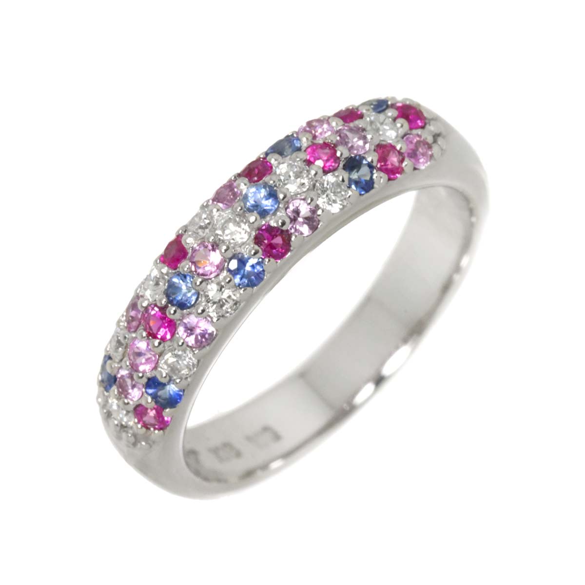 Sapphire 0.35ct Diamond 0.11ct Ring 18K WG Size 3.25(US)