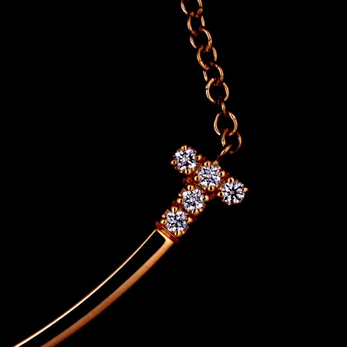 T Smile SM Diamond Necklace 18K Pink Gold 750