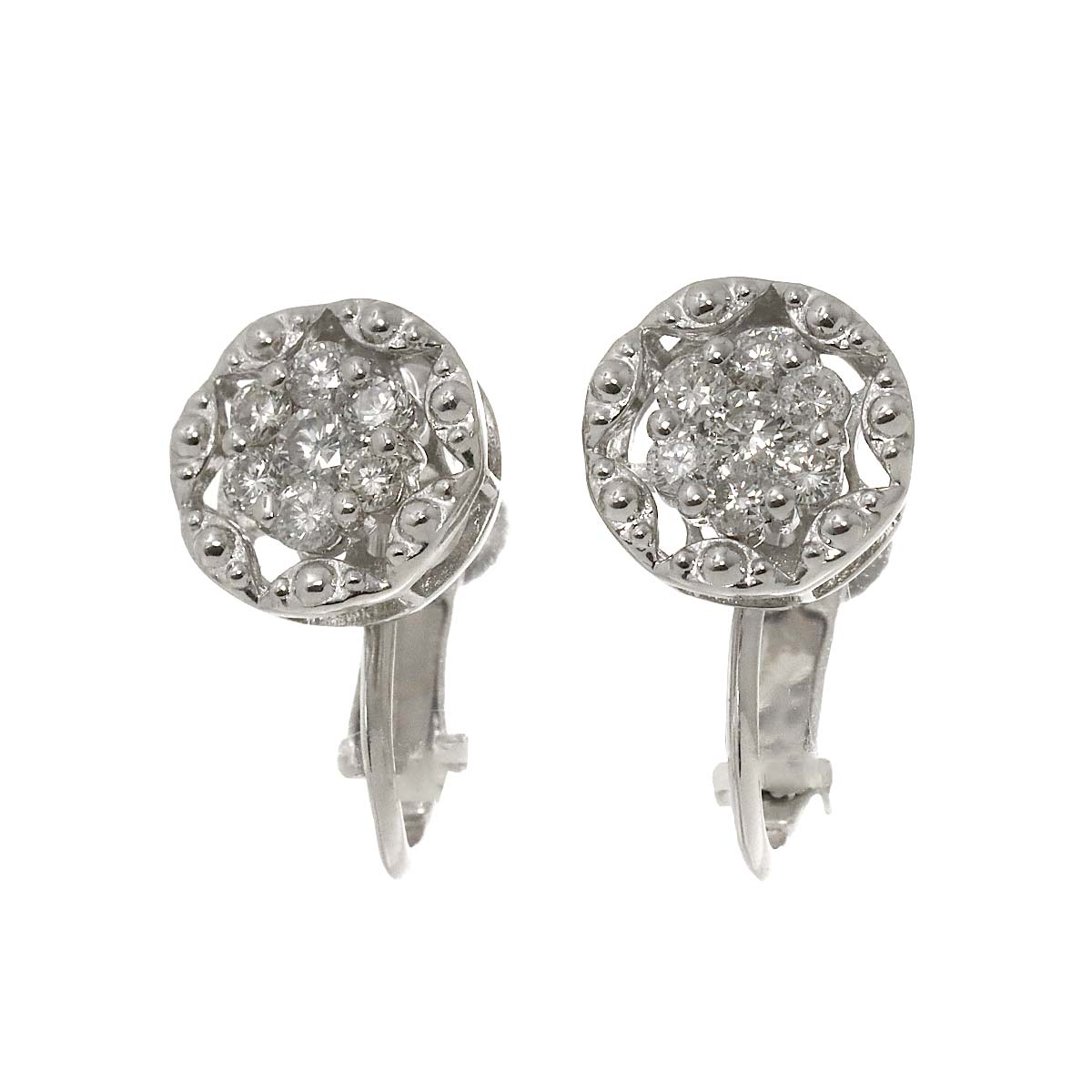 Diamond 0.20ct/0.20ct Earrings Clip-on 18K K18 WG 750