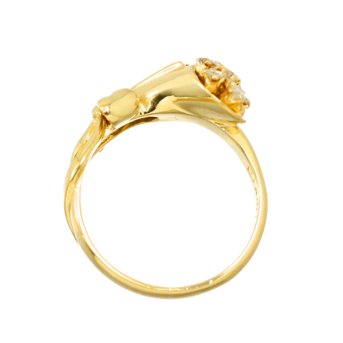 Diamond Ring 18K YG Yellow Gold 750 5.75-6(US)