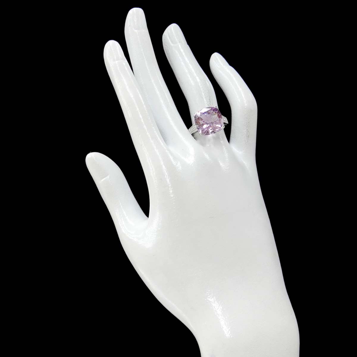 Amethyst Diamond Ring 18K WG 750 size6(US)