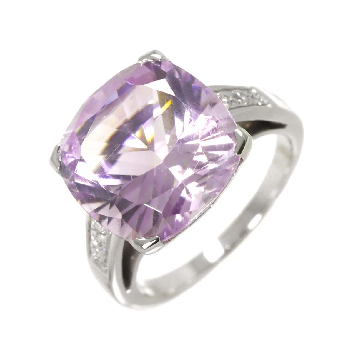 Amethyst Diamond Ring 18K WG 750 size6(US)