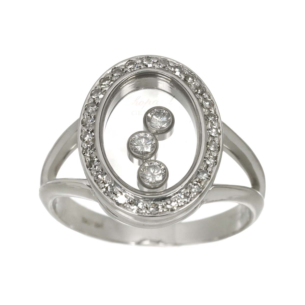 Happy Diamond Ring 18K White Gold 750 Size6.25-6.5(US)