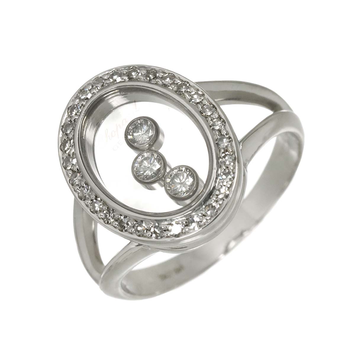 Happy Diamond Ring 18K White Gold 750 Size6.25-6.5(US)