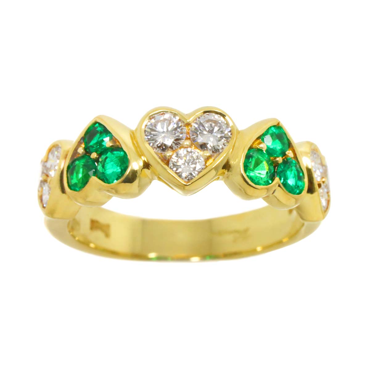 Diamond Emerald Ring 18K YG 750 size6-6.25(US)