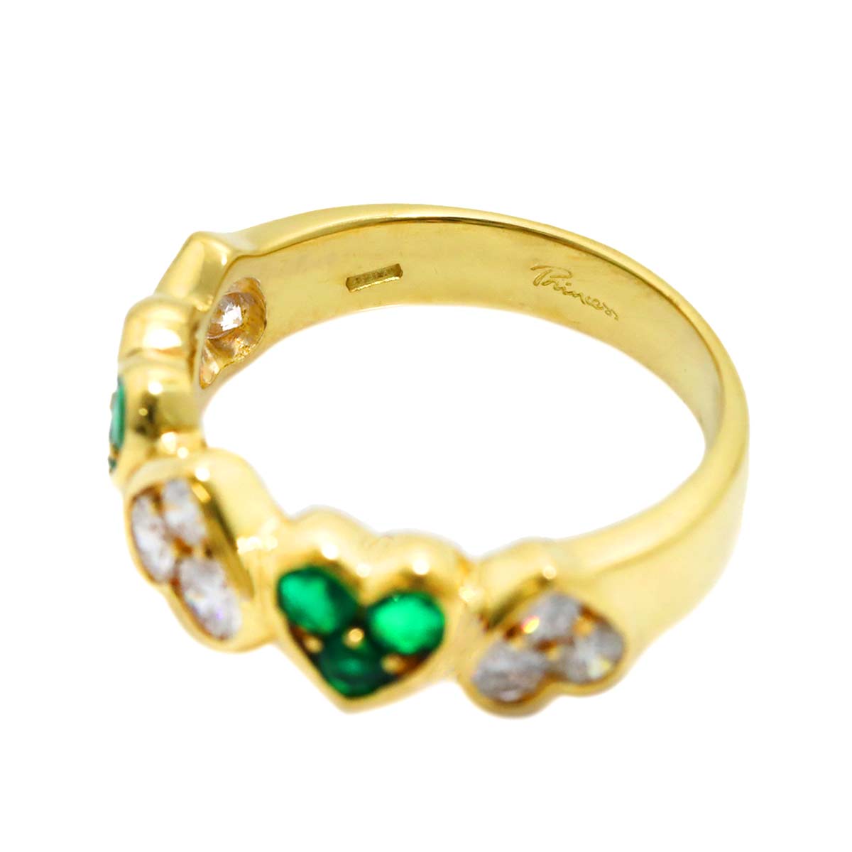 Diamond Emerald Ring 18K YG 750 size6-6.25(US)