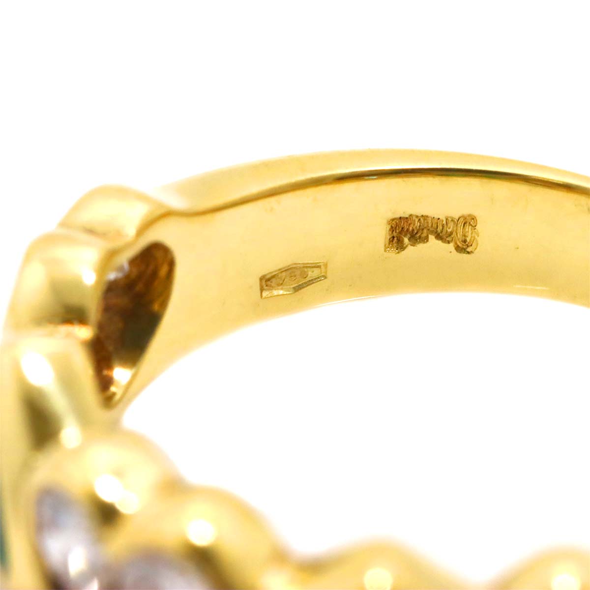 Diamond Emerald Ring 18K YG 750 size6-6.25(US)