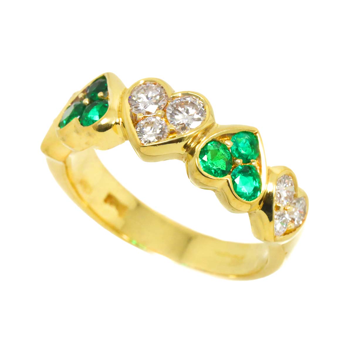 Diamond Emerald Ring 18K YG 750 size6-6.25(US)
