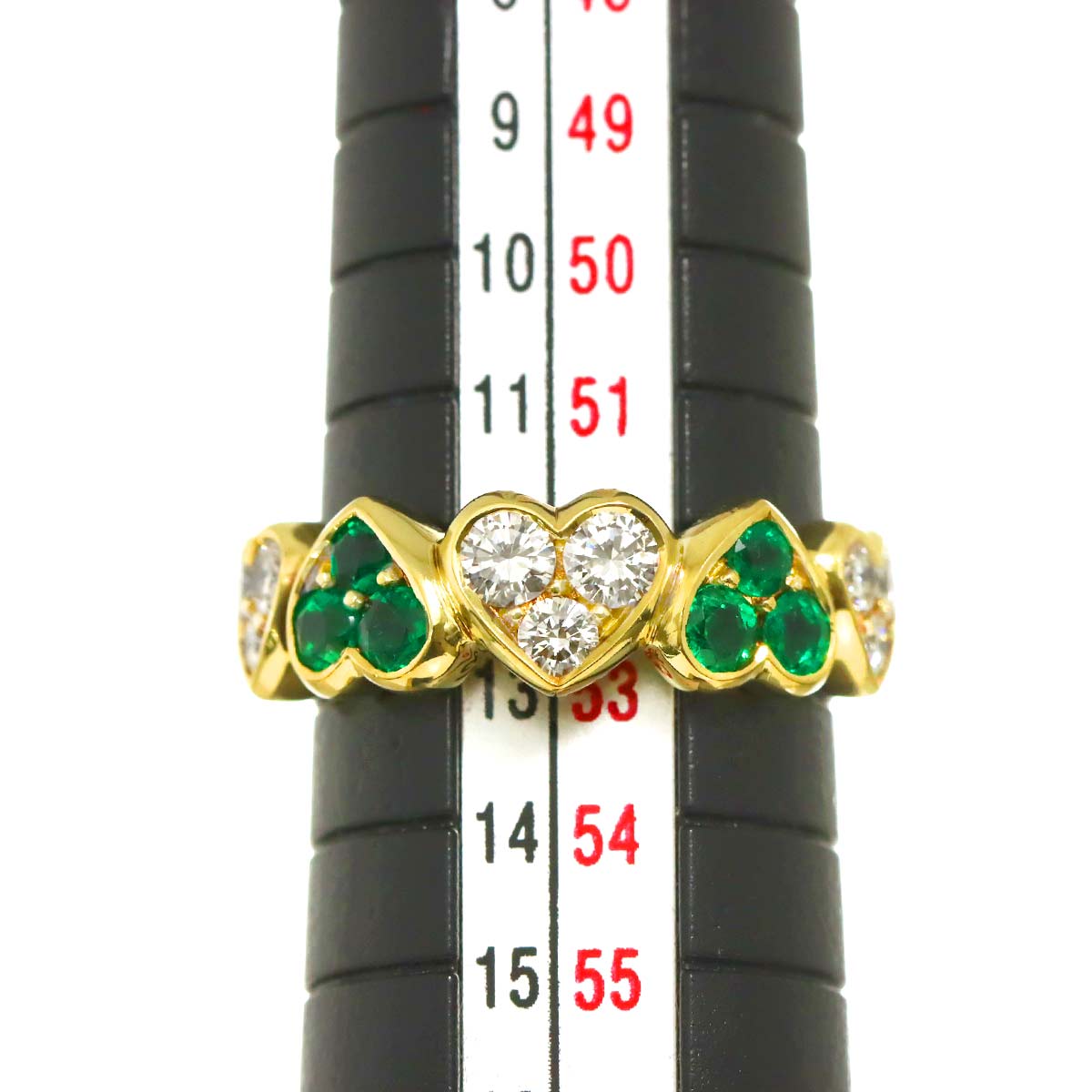 Diamond Emerald Ring 18K YG 750 size6-6.25(US)