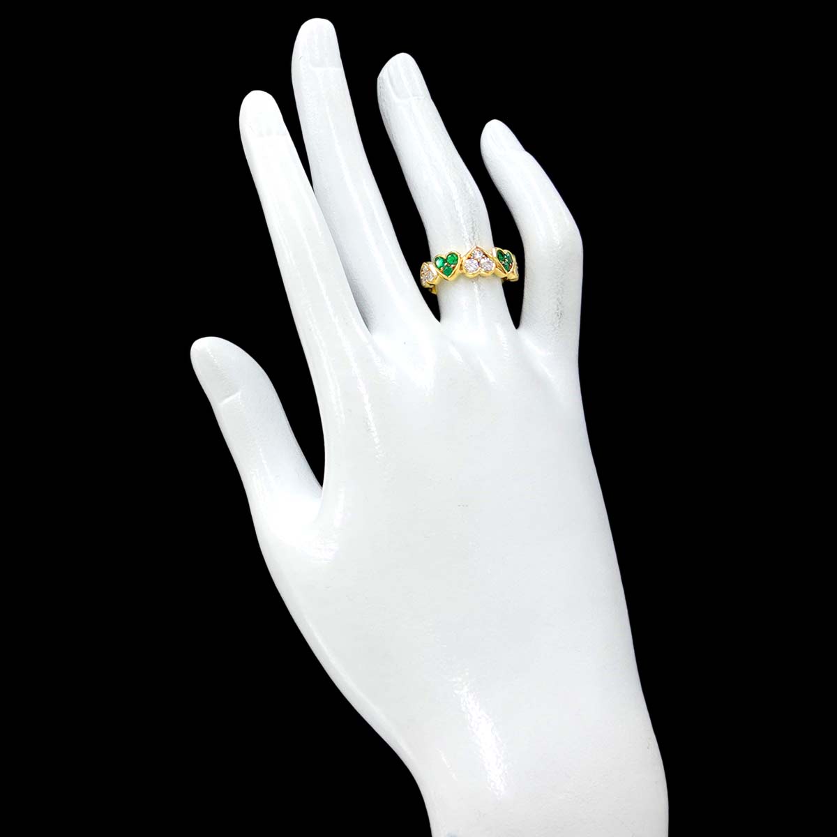 Diamond Emerald Ring 18K YG 750 size6-6.25(US)