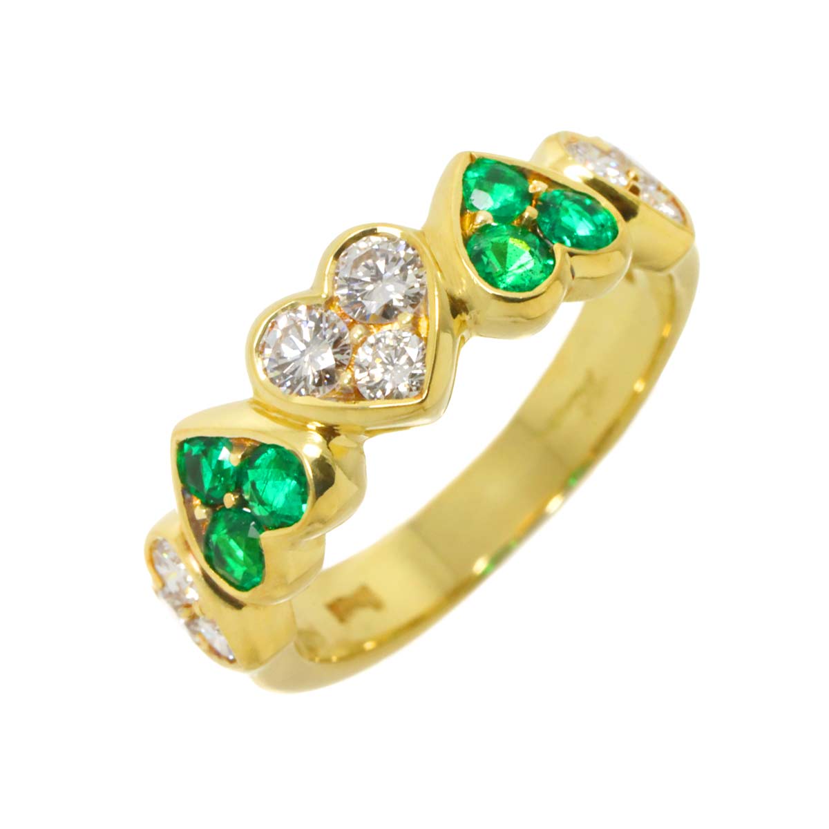 Diamond Emerald Ring 18K YG 750 size6-6.25(US)