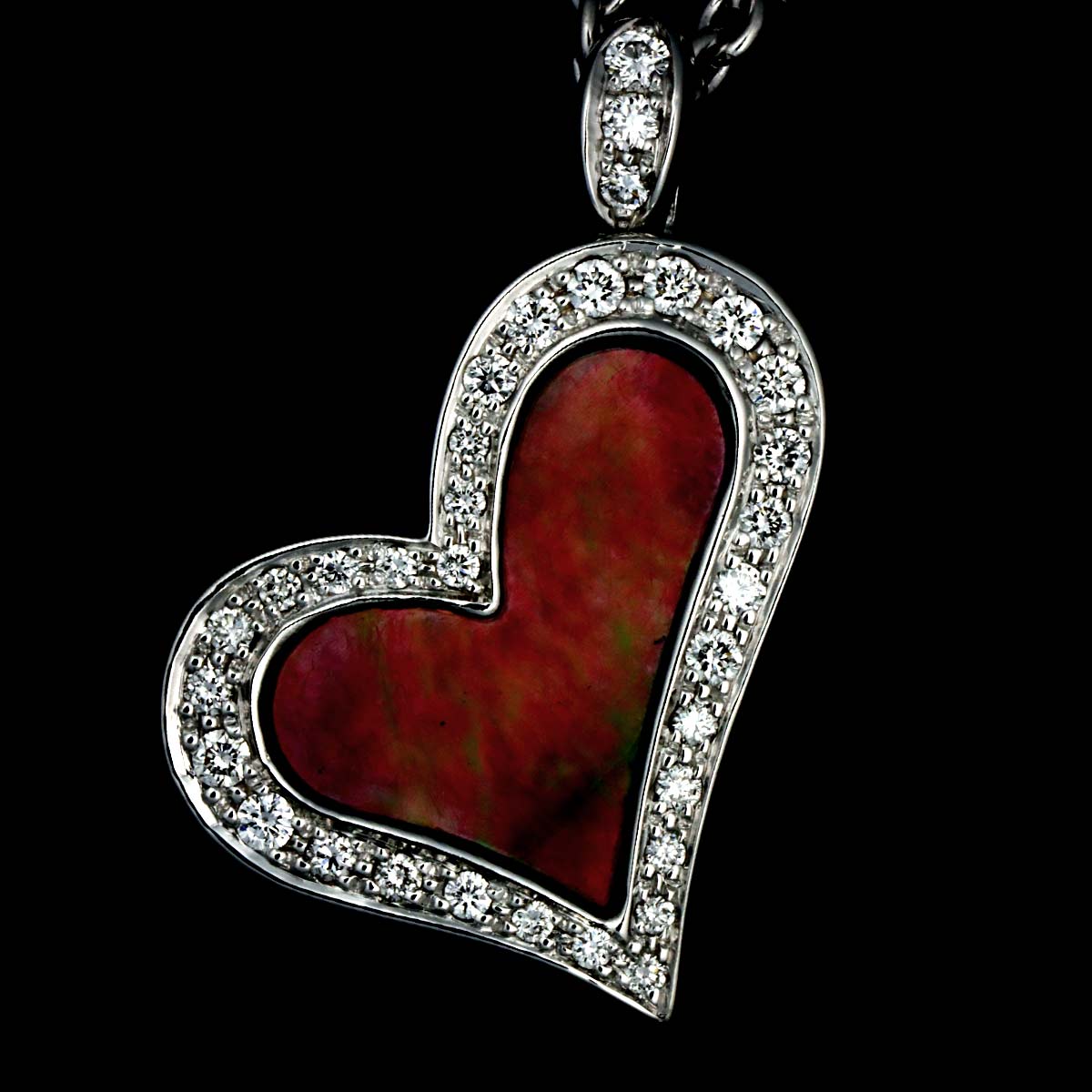 Lime Light Heart Diamond MOP Necklace 18K WG 750