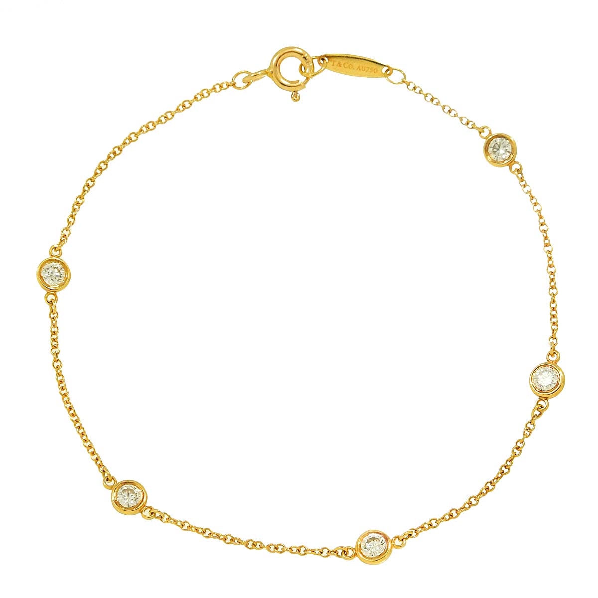 By The Yard Diamond 5P Bracelet 18K Yellow Gold 750