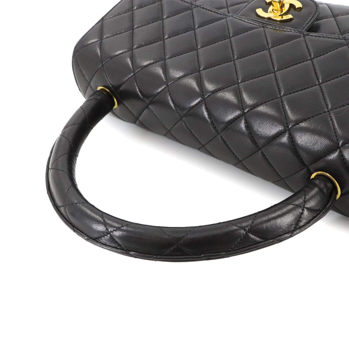 Matelasse Hand Bag Leather Black Vintage Coco Logos