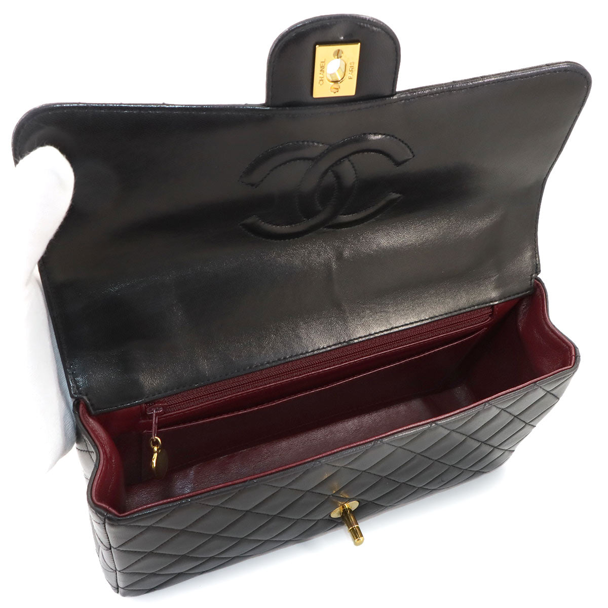 Matelasse Hand Bag Leather Black Vintage Coco Logos