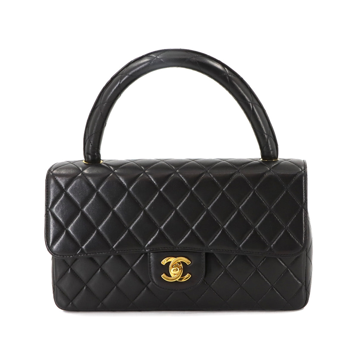 Matelasse Hand Bag Leather Black Vintage Coco Logos