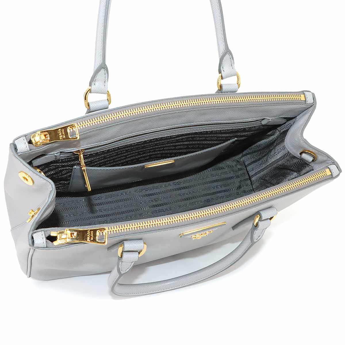 Galleria Large Hand Shoulder Bag Saffiano Leather Gray 1BA274