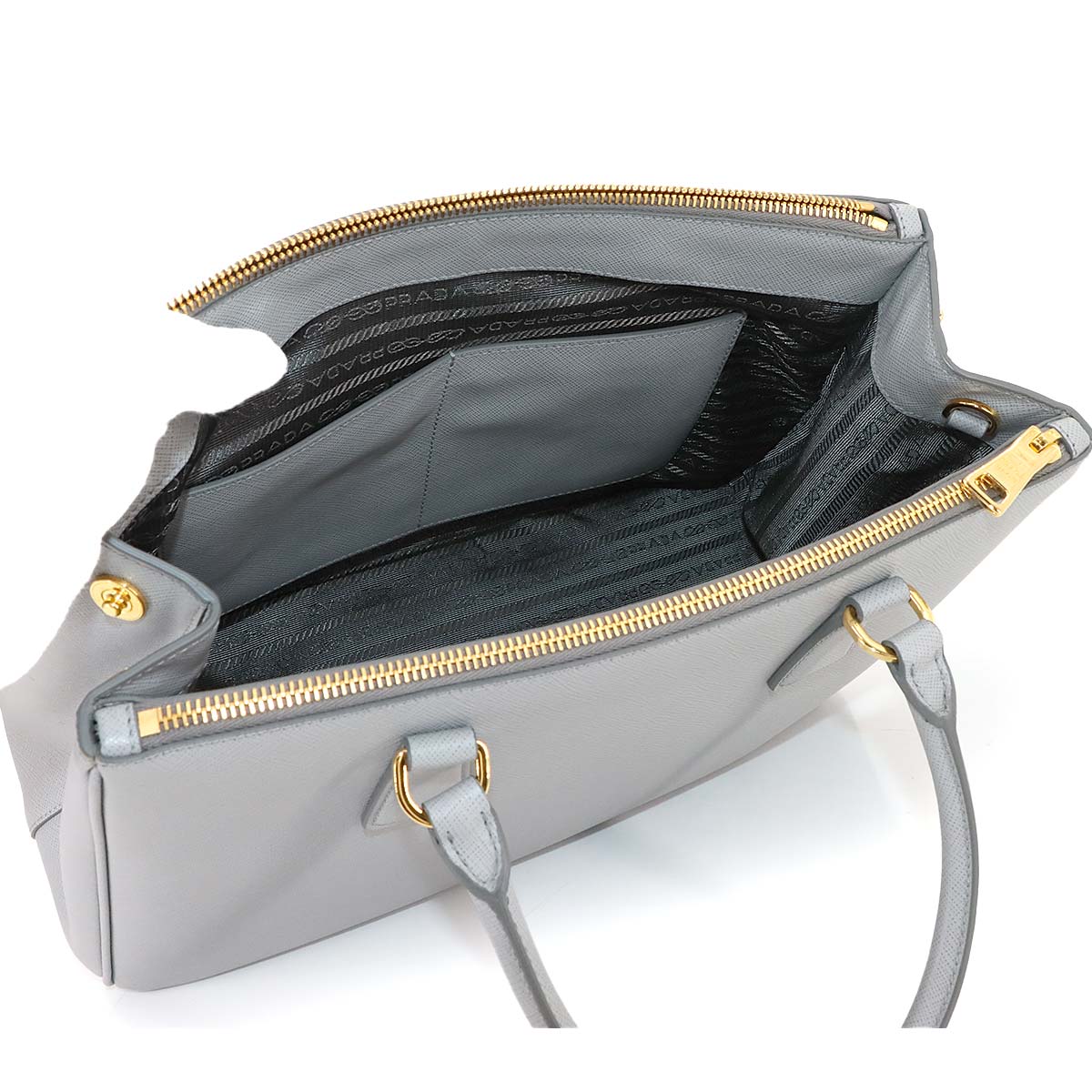 Galleria Large Hand Shoulder Bag Saffiano Leather Gray 1BA274