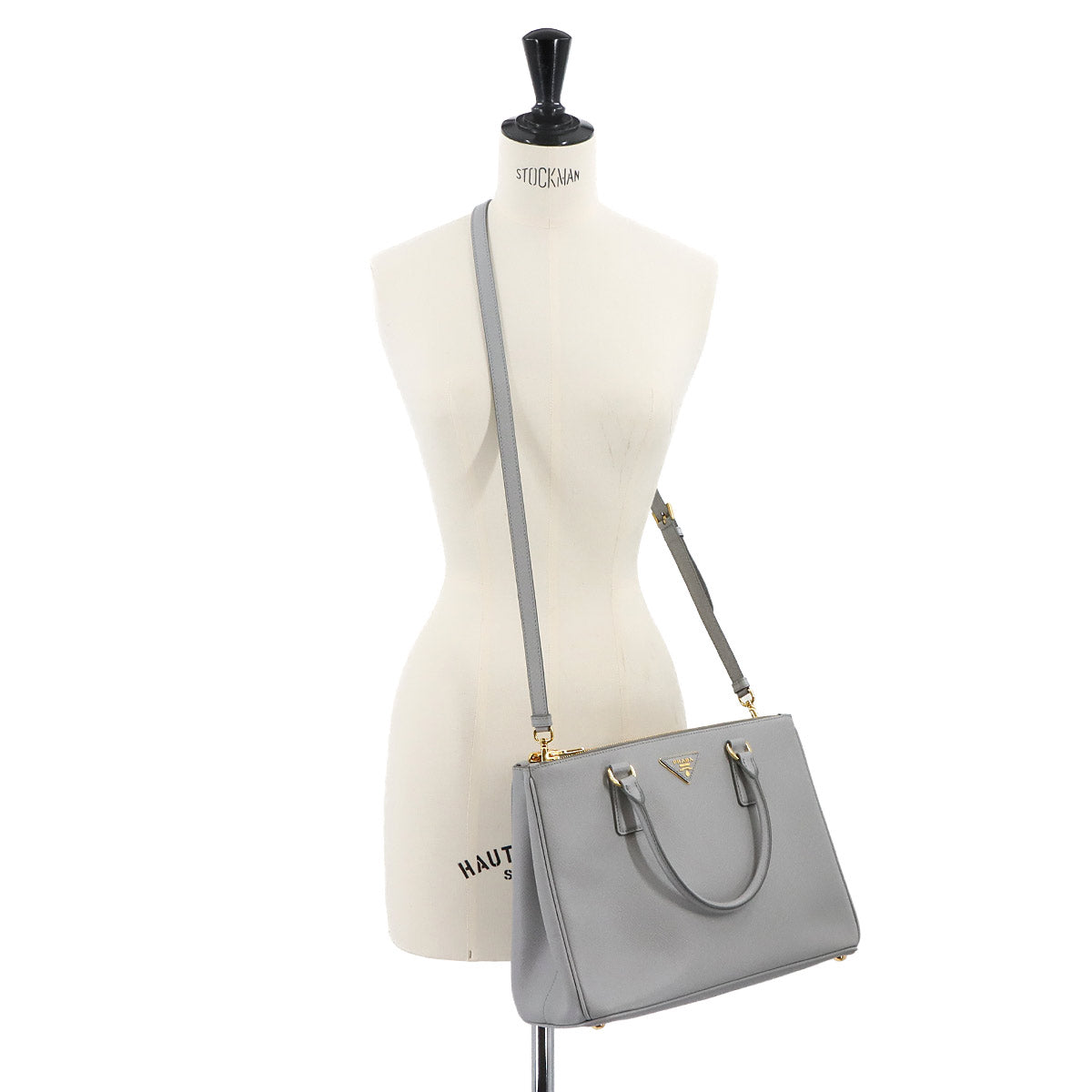 Galleria Large Hand Shoulder Bag Saffiano Leather Gray 1BA274