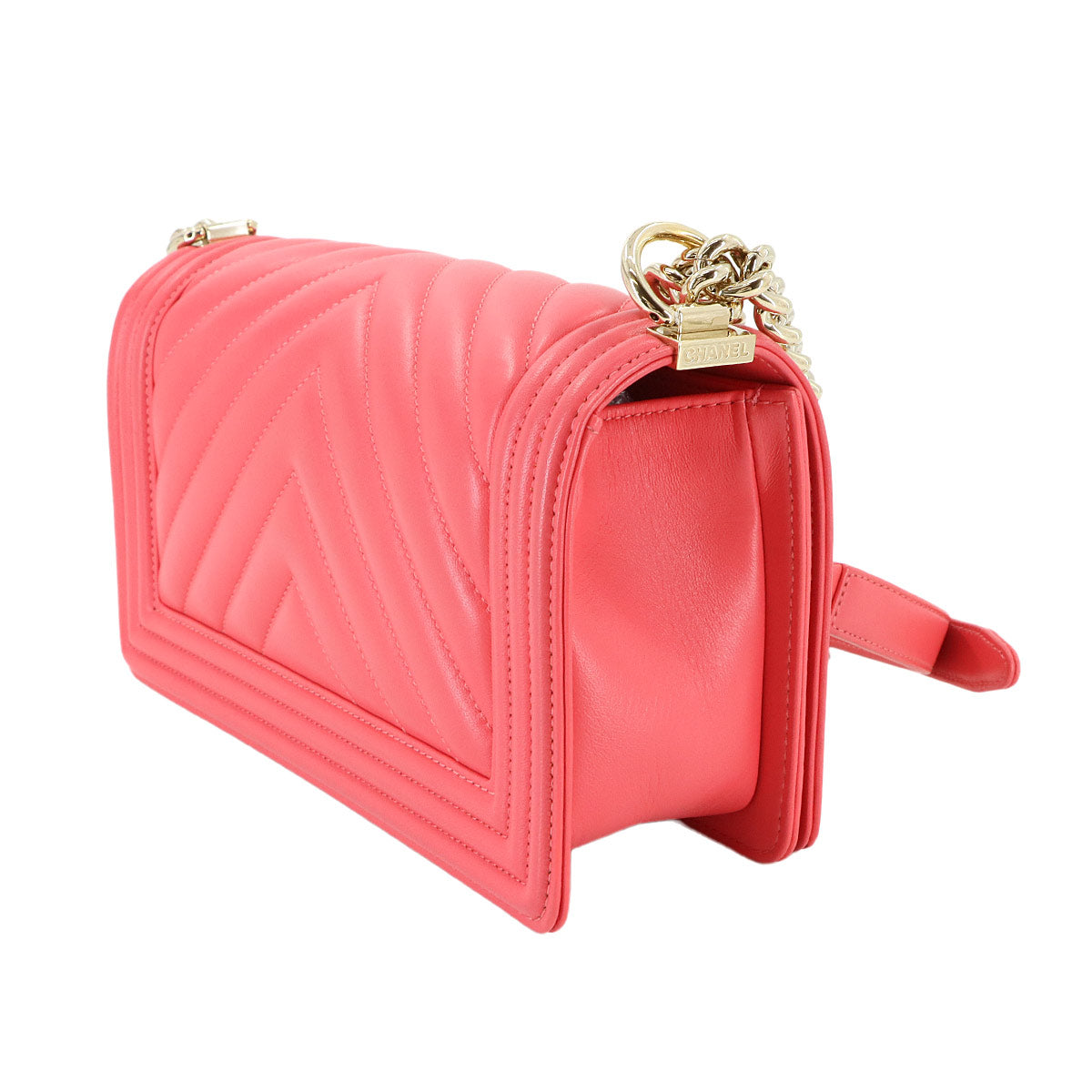 BOY CHANEL Chain Shoulder Bag Leather Pink A67086 Chevron