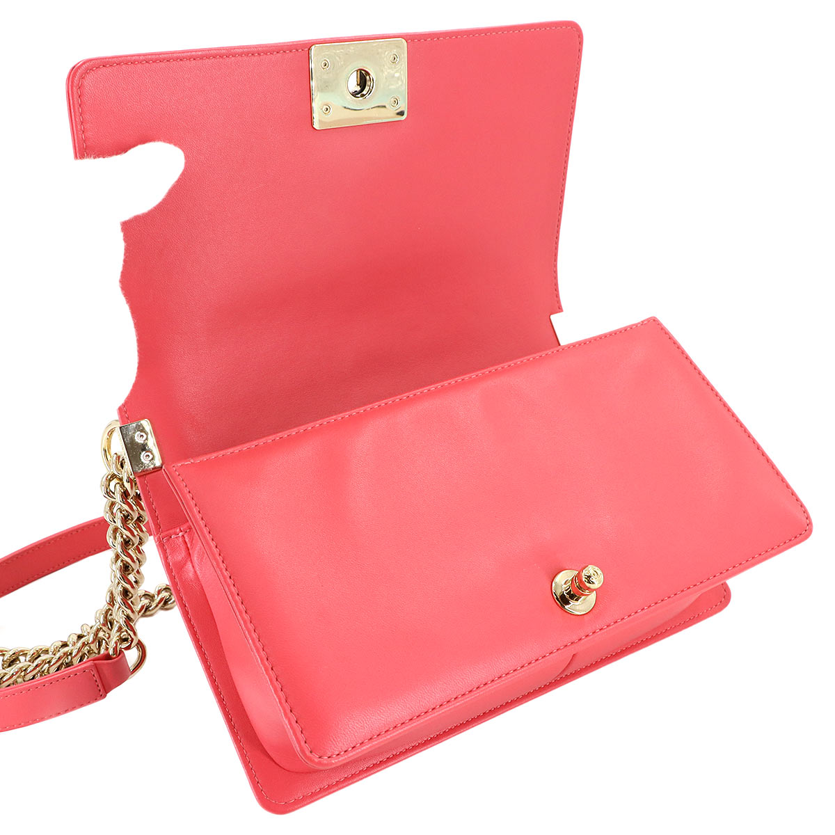 BOY CHANEL Chain Shoulder Bag Leather Pink A67086 Chevron