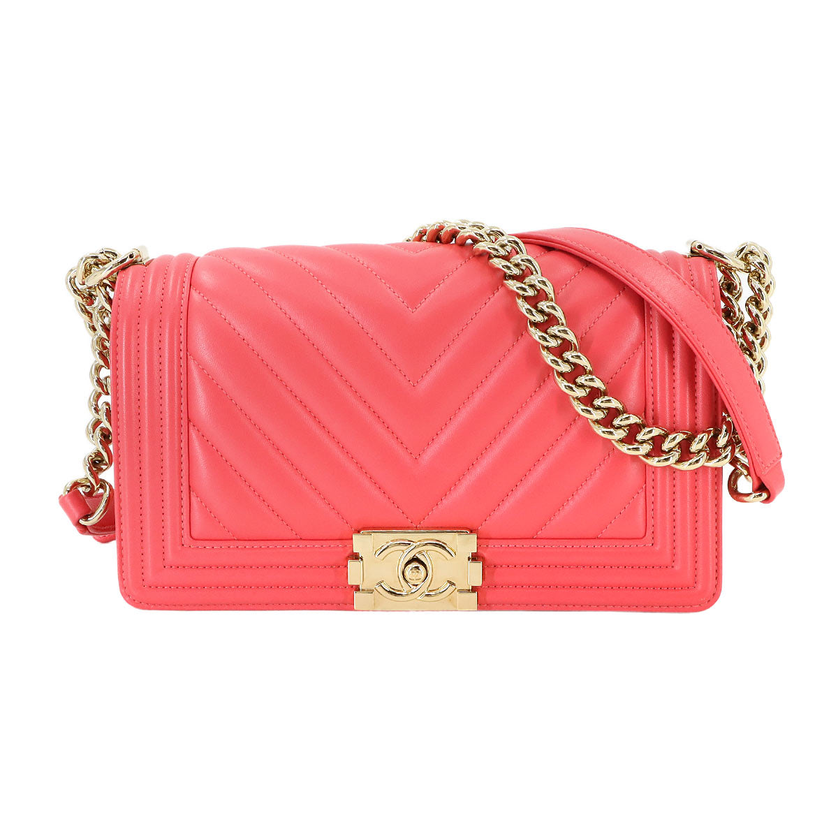 BOY CHANEL Chain Shoulder Bag Leather Pink A67086 Chevron
