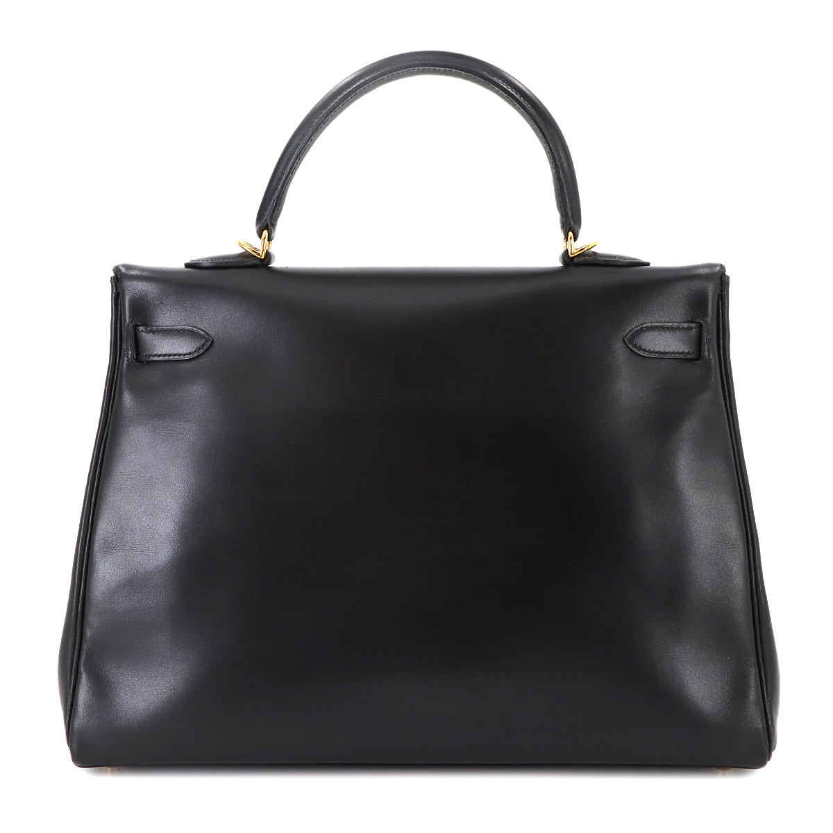 Kelly 35 Box Calf Leather Black Hand Shoulder Bag Purse