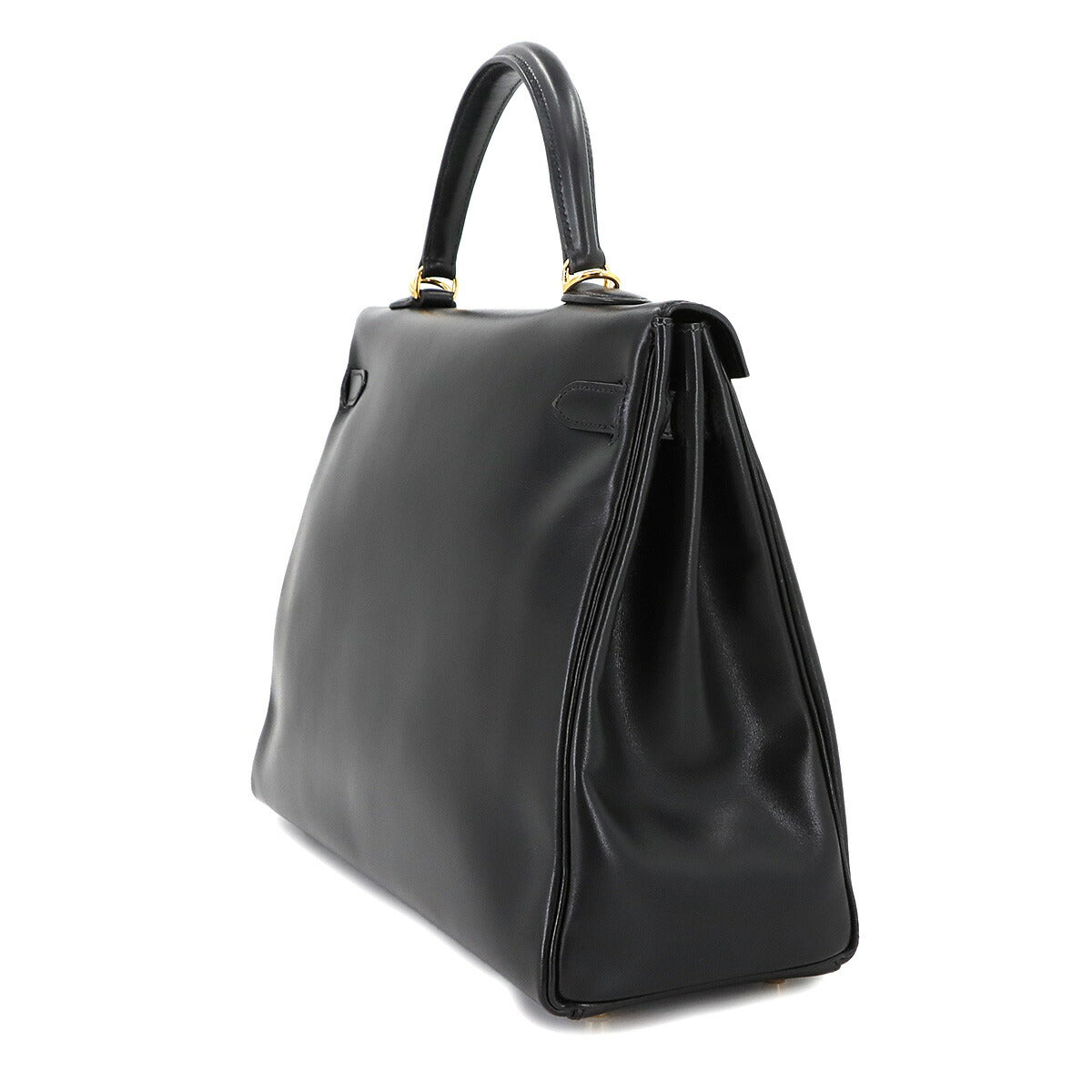 Kelly 35 Box Calf Leather Black Hand Shoulder Bag Purse