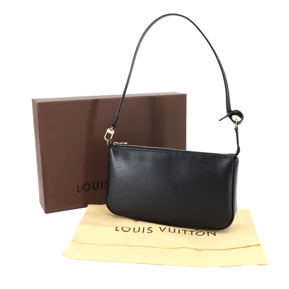 Epi Pochette Accessoires Hand Bag Leather Noir M40632