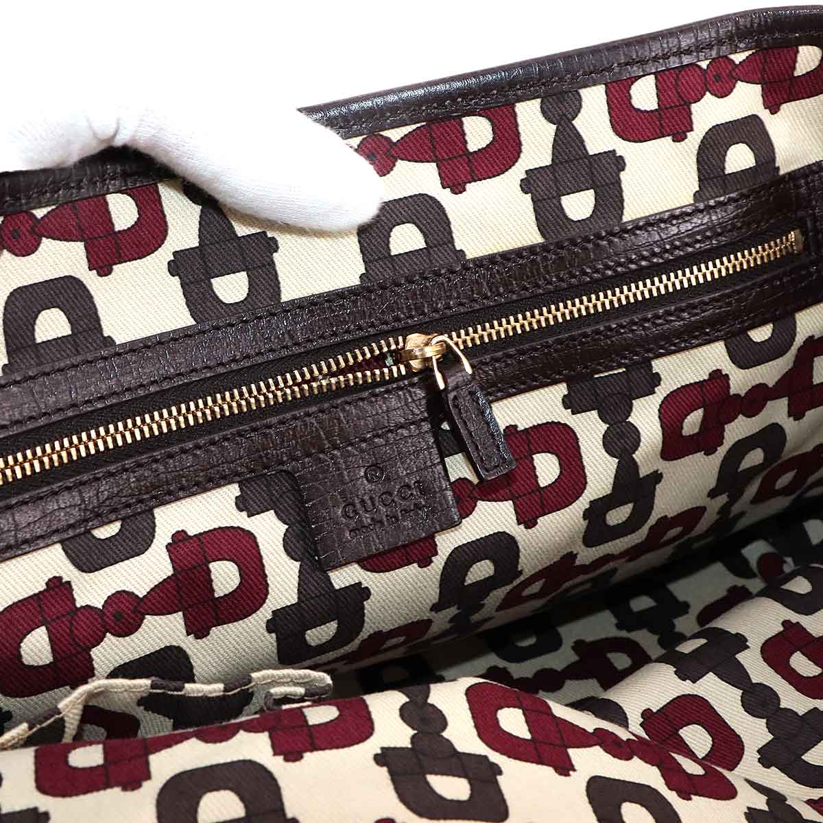 GG Canvas Sherry Line Tote Bag Leather Beige Brown 137396