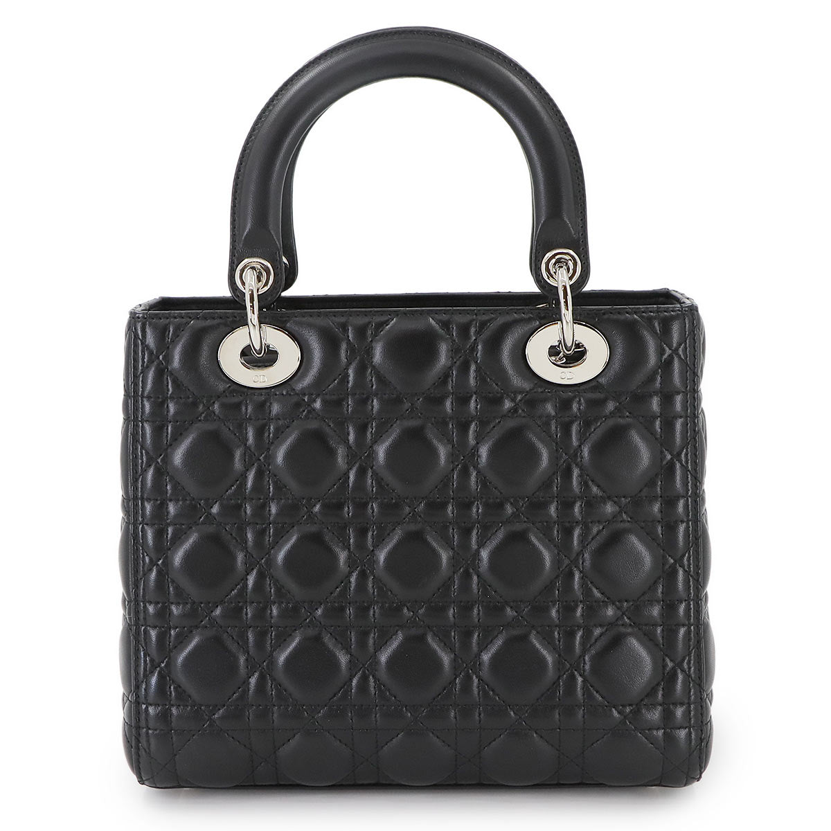 Lady Dior Medium Hand Shoulder Bag Leather Black