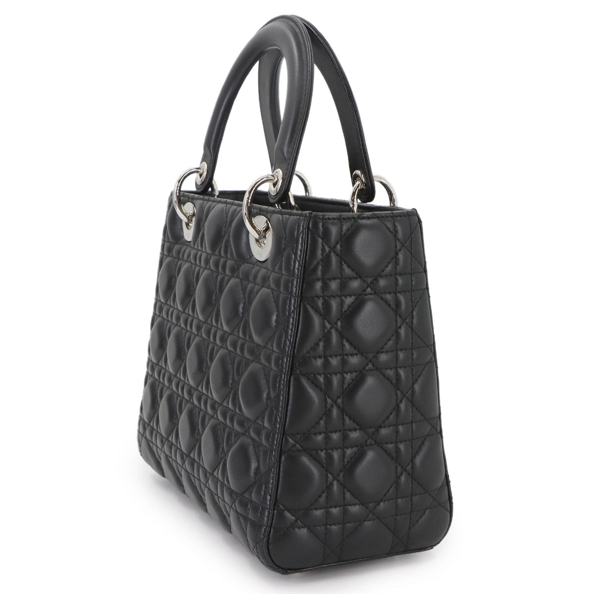 Lady Dior Medium Hand Shoulder Bag Leather Black