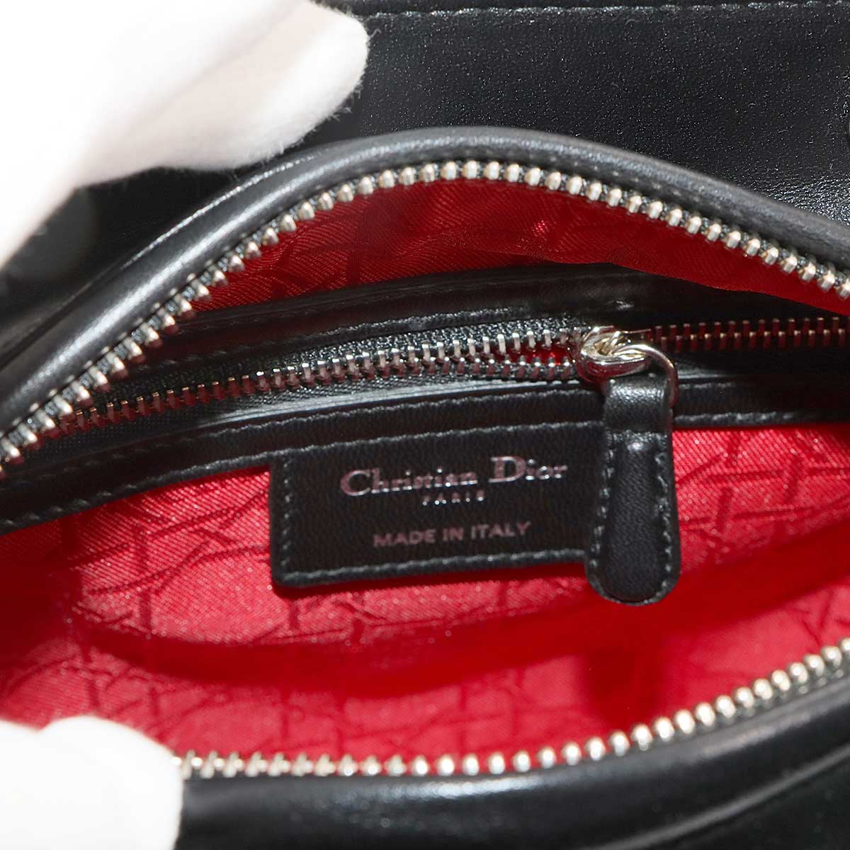 Lady Dior Medium Hand Shoulder Bag Leather Black