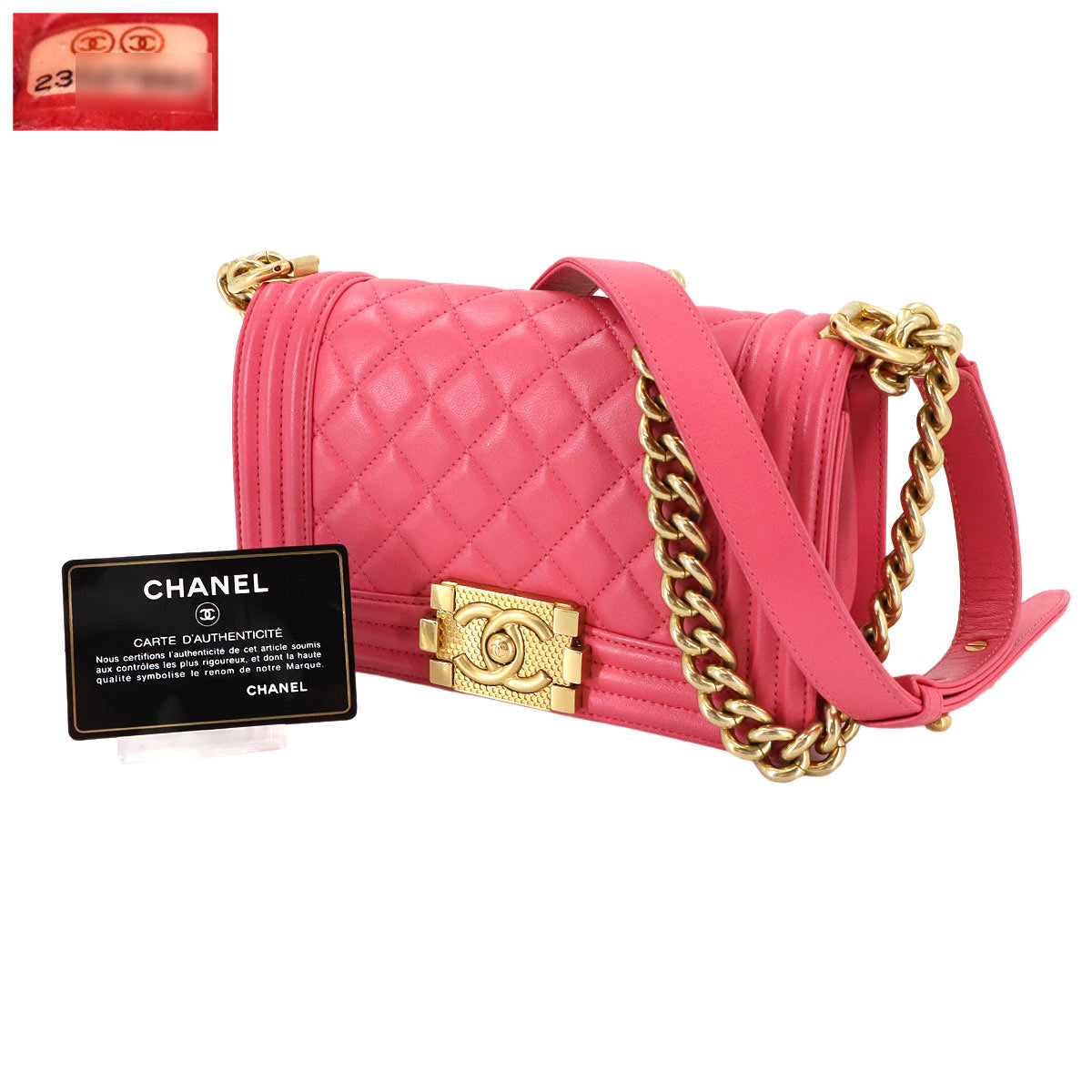 BOY CHANEL Small Chain Shoulder Bag Leather Pink A67085 Purse