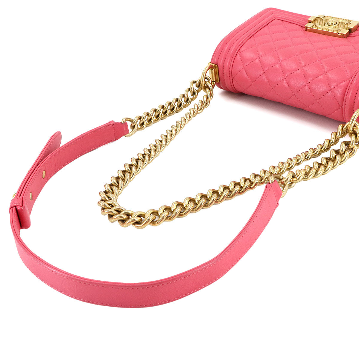 BOY CHANEL Small Chain Shoulder Bag Leather Pink A67085 Purse