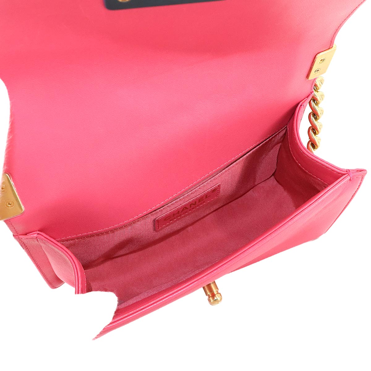 BOY CHANEL Small Chain Shoulder Bag Leather Pink A67085 Purse