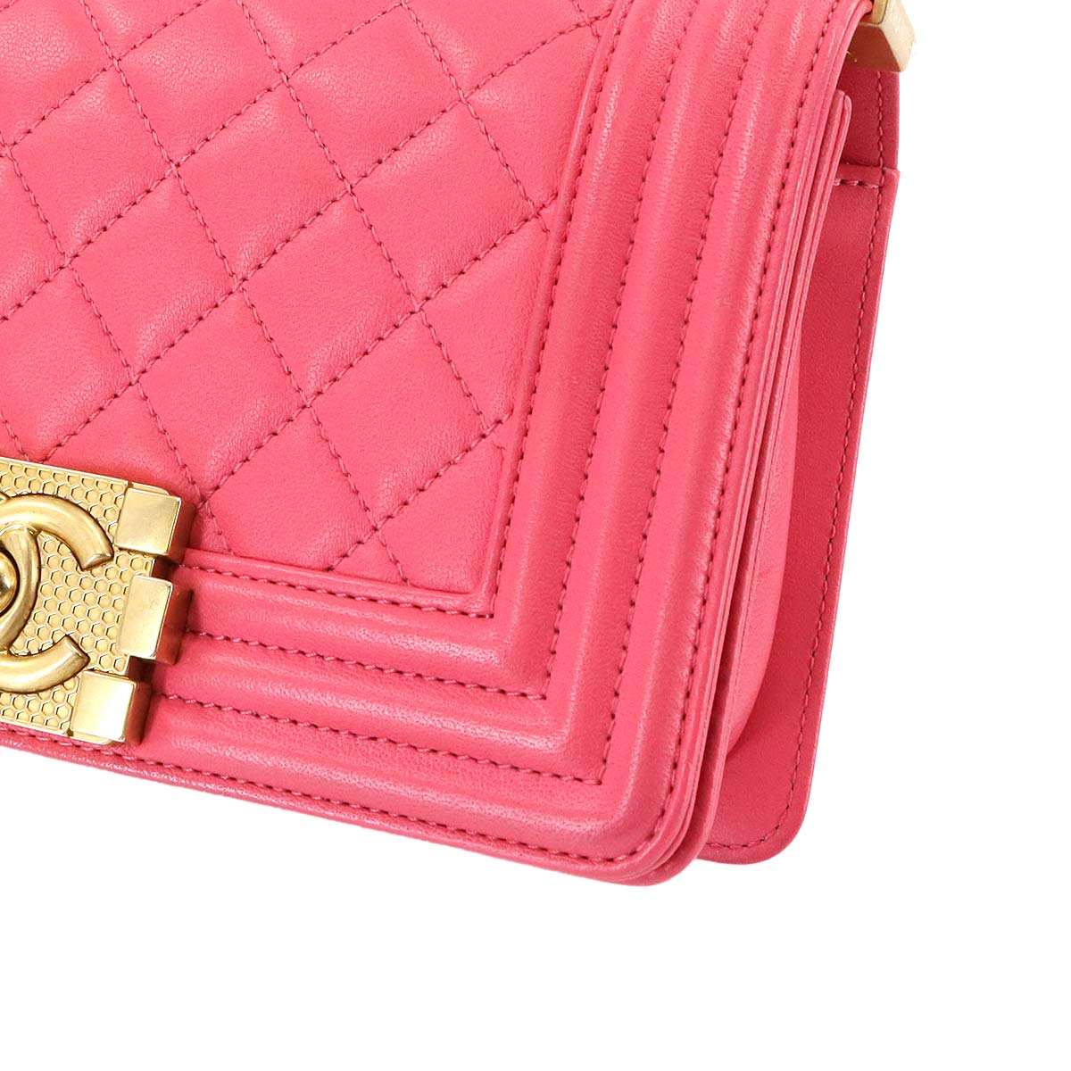 BOY CHANEL Small Chain Shoulder Bag Leather Pink A67085 Purse